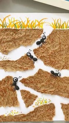 an art project made out of cereal and ants