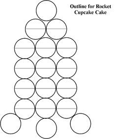 a cake with circles on it and the words, outline for rocket cupcake cake