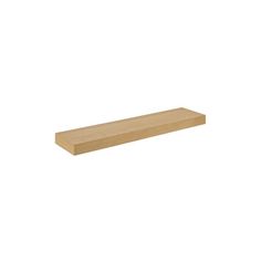 a wooden shelf sitting on top of a white wall