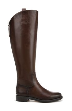 A low heel and rounded toe balance this versatile riding boot made from rich leather. 1" heel 16" shaft; 14 1/2" calf circumference Back zip closure Leather upper/synthetic lining and sole Imported Women's Shoes Classic Brown Knee-high Riding Boots, Classic Brown Knee-high Boots For Riding, Classic Wide Calf Knee-high Boots For Riding, Classic Knee-high Boots With Leather Sole For Riding, Classic Knee-high Riding Boots, Classic Riding Knee-high Boots, Riding Knee-high Boots With Leather Sole, Classic Leather Knee-high Riding Boots, Riding Boot