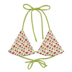 Get ready for the summer season with this eco-friendly All-Over Print Recycled Padded String Bikini Top. The top is made from soft recycled polyester, with UPF 50+ and versatile, stretchy straps ready for styling. Grab one today and pair it with a swim-ready outfit. • Flexible and adjustable straps • Soft and stretchy material with UPF 50+ • Sizes from 2XS - 6XL • Removable padding for comfort • Multiple ways to tie and style This product is made especially for you as soon as you place an order, Summer Season, Upf 50, Stretchy Material, String Bikinis, Adjustable Straps, Bee, Eco Friendly, Take That