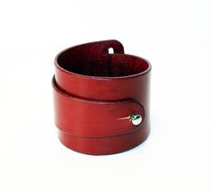 Waxed Finish Leather Cuff Bracelet As Gift, Leather Strap Cuff Bracelet Gift, Gift Cuff Bracelet With Waxed Finish, Handmade Red Leather Bracelet, Leather Cuff Wristband Gift, Leather Strap Cuff Wristband Gift, Adjustable Red Leather Bracelet, Red Leather Bracelet For Gift, Red Leather Bracelet As Gift