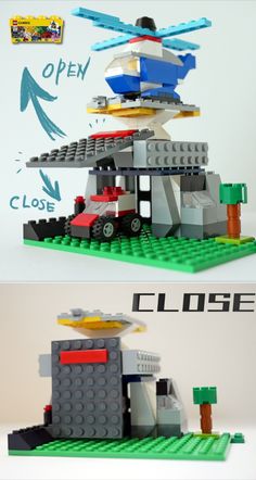 two pictures showing the different parts of a lego house that are made out of legos