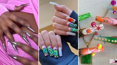 Y2K Nail Ideas That'll Take You Right Back to the Year 2000 — See Y2k Nail Ideas, Y2k Nail, Tropical Vacation Nails, Nails Y2k, Natural Nail Art, Edgy Nails, Y2k Nails, Acrylic Nails Coffin Pink, Vacation Nails