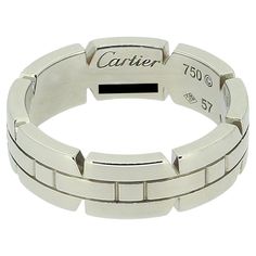 This is a beautiful ring from Cartier's world renowned 'Tank Francaise' collection. The band measures 6mm in thickness and has been crafted in 18ct white gold. Condition: Used (Excellent) - Professionally polished to appear brand new Weight: 9.8 grams Size: N (54) Band Width: 6.0mm Marked: 'Cartier' '750' '57' Swiss assay marks and the serial number Box: Plain gift box Original Certificate: No. We guarantee the authenticity of all our items and will provide a certificate/guarantee of authenticity. Cartier Tank, Beautiful Ring, The Band, Jewelry Rings Engagement, Band Ring, Ring Verlobung, Cartier, Beautiful Rings, Band Rings