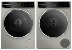 the front and back view of a washing machine with two different controls on each side