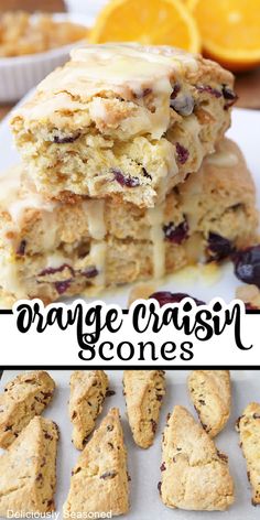 orange craisin cookies are stacked on top of each other