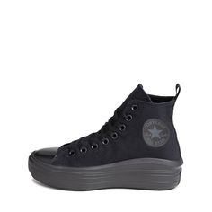 Converse Canvas Sneakers With Platform, Converse Platform Canvas Shoes For Streetwear, Black Canvas Converse Platform Sneakers, High-top Canvas Sneakers With Cushioned Footbed, Canvas High-top Sneakers With Cushioned Footbed, Platform Converse Black, Black Chucks, Black Monochrome, Shoe Size Chart Kids