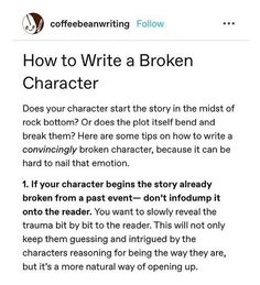 an article about how to write a broken character