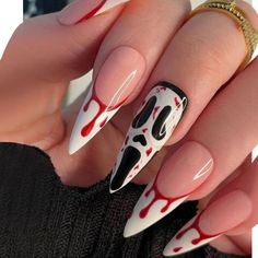 🎃 Get ready to spookify your nails this Halloween with these wickedly cute designs! 💅🏼 From creepy crawly spiders to ghostly ghouls, these nail art ideas will have you howling with delight. #HalloweenNails #NailArt #SpookySeason #TrickOrTreatYoSelf #GhoulishGlam #WitchyVibes #Boo-tifulNails #FangtasticManicure #NailGoals #HalloweenHype 🕷️👻🎃 Pointy Acrylic Nails, Nailart Tutorial, Horror Nails, Halloween Acrylic Nails, October Nails, Heart Nail