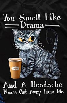 Kaffe Humor, Cat Jokes, Shirt Quotes, Fun Pics, Cat Quotes Funny, Handmade Stamps, Funny Cartoon Quotes, Cartoon Quotes, Sarcastic Quotes Funny