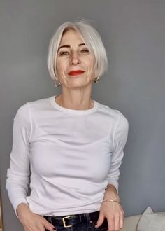 Short Bob Women’s Haircut, Grey Bangs, Bixie Haircut, Short Hair Dos, Silver White Hair, Short Hairstyles Fine, Goth Hair, Silver Grey Hair