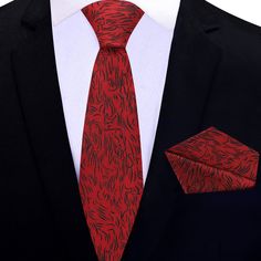 Eternal Red Abstract Tie This new red edition of the Eternal Tie brings back the coveted rich cardinal red and black colorway that is a staple to any modern wardrobe. The red background combined with a black, abstract, wavy lined overlays creates an unforgettable pattern you will want to wear to work, church or even an interview. The PRIME Logo adorns the back of the tie and creates an additional tie keep for your tie to stay in place. Choose From: Single Tie Tie and Pocket Square Material of Ti Elegant Burgundy Suit And Tie Accessories For Business, Classic Red Ties For Party, Formal Red Fitted Tie Accessories, Elegant Burgundy Suit And Tie Accessories For Semi-formal Occasions, Elegant Red Suit And Tie Accessories For Formal Occasions, Elegant Red Suit And Tie Accessories For Formal Events, Elegant Burgundy Ties For Semi-formal Occasions, Elegant Red Neckwear For Gift, Elegant Red Neckwear As A Gift