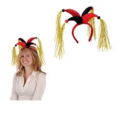 Party Supplies | Medieval Party Ideas | Jester Costume...Show up at the Chinese New Year party in style by wearing this Tasseled Headband! This silly headband is red and black with gold tassels hanging down. Asian Party Themes, Headbands For Short Hair, Jester Costume, Chinese New Year Party, Silly Hats, Tunisian Crochet Hook, Headband Men