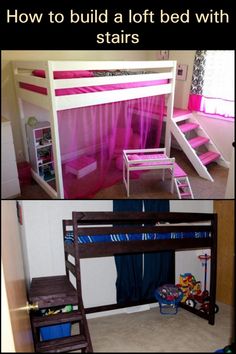 bunk beds with stairs for kids to climb up and down