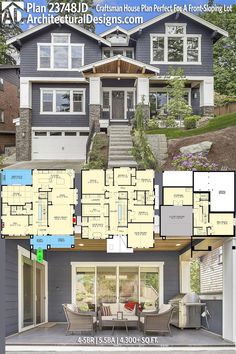 the floor plan for this modern house is very large and has lots of space to put in