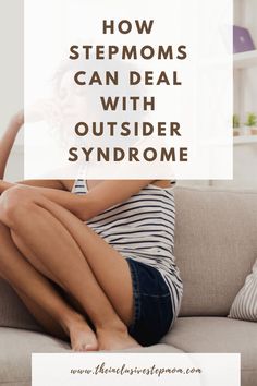 a woman sitting on a couch with her legs crossed and the words how steemons can deal with outside syndrome