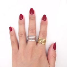 Four Rows Stack Ring Ring Stacks, Stack Ring, Stacking Bands, Silver Stacking Rings, Ring Collection, Ring Collections, Boutique Jewelry, The Rings, Adjustable Ring