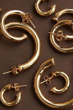 Upgrade your everyday style with our Large Thick Hoop earrings. These statement pieces stand out on their own, or add a touch of playfulness by layering them with a simple stud. Love these but also want a pair of gold hoop earrings that are a little smaller? We’ve got you covered with our Hailey Small Thick Hoops. Thick Hoop Earrings, Hoops Gold, Bold Accessories, Now And Then, Gold Hoop, Gold Hoop Earrings, Gold Plated Sterling Silver, Luxury Jewelry, Statement Pieces