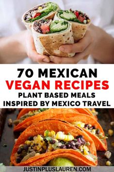 mexican vegan recipes with text overlay