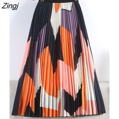 Korean Fashion Colorful, High Waist A Line Skirt, 2023 Korean Fashion, Long Pleated Skirt, Pleats Pattern, Womens Pleated Skirt, Pleated Long Skirt, Empire Dress, Mid Length Skirts