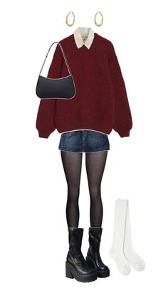 Maroon And Black Outfit, Burgundy Winter Outfits, Grunge Christmas Outfit, Black Fall Outfits, Red And Black Outfits, Comfy Casual Outfits, Prom Dress Inspiration, 2000s Fashion Outfits, Red Outfit