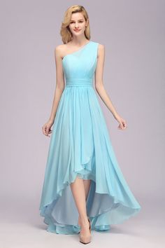 Dusty Blue And Yellow Bridesmaid Dresses, Bridesmaid Dresses One Shoulder Long, Chiffon A-line Bridesmaid Dress For Prom Season, Chiffon A-line Bridesmaid Evening Dress, Chiffon A-line Bridesmaid Dress For Banquet, Light Blue Fitted Chiffon Dress For Wedding, Fitted Light Blue Chiffon Dress For Wedding, Chiffon A-line Bridesmaid Dress For Prom, A-line Chiffon Bridesmaid Dress For Banquet