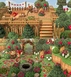 an animated garden with lots of trees and flowers