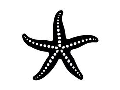 a black and white image of a starfish on a white background with polka dots