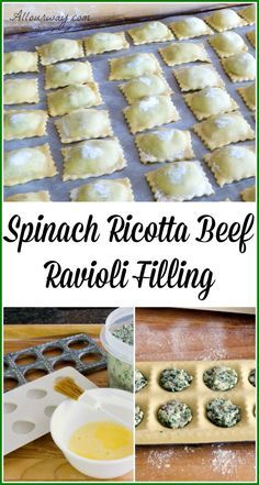 Ravioli Recipe Homemade, Beef Ravioli, Ravioli Filling, Spinach Ravioli, Ricotta Ravioli, Homemade Ravioli, Ravioli Recipe, Spinach Ricotta, Pasta Dough