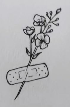 a pencil drawing of flowers in a tube