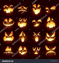 halloween pumpkins glowing in the dark