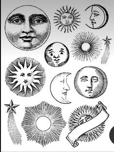 the sun and moon are depicted in this drawing