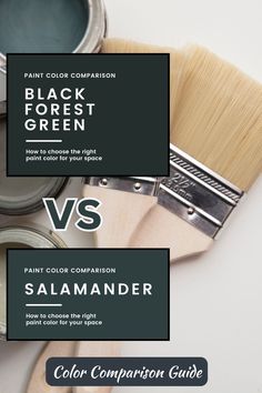 the differences between black and green paint colors compared by color comparison guide on white background