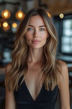 Long hair with an elegant blunt cut and delicate layering Pelo Chocolate, Long Fine Hair, Women Haircuts Long, Medium Long Hair, Haircuts For Long Hair, Haircuts For Fine Hair, Long Blonde Hair