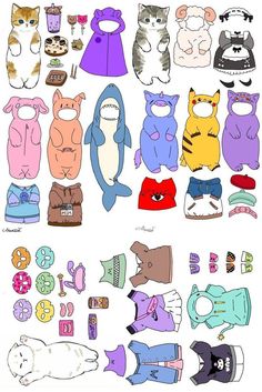 several different types of clothes and cats on a white background with text that says, i love