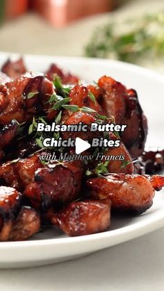 EatingWell on Instagram: "These balsamic butter chicken bites are crispy and sticky sweet, thanks to balsamic glaze. Cooking balsamic vinegar with a bit of brown sugar helps it achieve the perfect consistency to cling to the chicken. Serve these tasty bites on a platter with wooden picks for guests to enjoy, or get creative by wrapping them up in a sandwich or using them as a flavorful salad topper.

Ingredients:
- 1 1/2 pounds boneless, skinless chicken thighs, trimmed and cut into 1-inch pieces
- 2 tablespoons canola oil
- 3/4 teaspoon salt, divided
- 5 tablespoons balsamic vinegar
- 2 teaspoons Dijon mustard
- 2 teaspoons light brown sugar
- 2 tablespoons unsalted butter
- 1/2 teaspoon fresh thyme leaves

Directions
1. Position rack in top third of oven; preheat broiler. Line a large ri