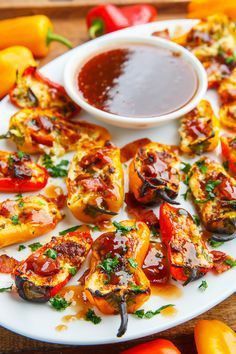 Summer Entree Recipes, Cheese Stuffed Mini Peppers, Small Plates Recipes, Sweet Chili Sauce Recipe, Mini Peppers, Closet Cooking, Chili Sauce Recipe, Mini Sweet Peppers, Stuffed Mini Peppers