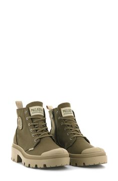 A tonal logo patch accentuates the sporty style of a high-top–inspired bootie set on a sturdy lugged sole. Lace-up style; inside zip closure Textile upper and lining/rubber sole Imported Women's Shoes Casual High Ankle Lace-up Boots For Streetwear, Casual Ankle Platform Boots, Casual Combat Boots With Lug Sole For Outdoor, Casual Ankle Boot Platform Boots For Streetwear, Casual Ankle Platform Boots For Streetwear, Casual Combat Ankle Boots For Streetwear, Casual Streetwear High-top Sneakers Ankle Boot, Casual Streetwear Ankle Platform Boots, Casual High-top Platform Boots For Outdoor