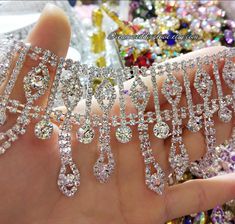 High quality Clear Crystal Glass Rhinestone applique,use for sewed to wedding belt, wedding dress, wedding shoes, Bridal hair, costumes, evening gowns, bead weaving designs, bracelets and earrings and more. Dimensions: Width 2.4'' inches (6cm) Color: Crystal Clear Material: Glass Rhinestones ,alloy If buy more quantity will not cut off. African Accessories, Bridal Applique, Blue Glassware, Denim And Diamonds, Headband Jewelry, Glitter Crafts, Weaving Designs, Wedding Brooch, Rhinestone Appliques