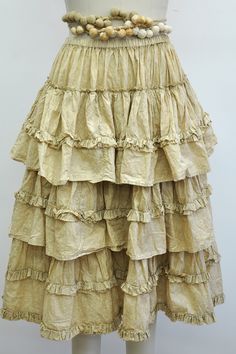 Dutton Skirt Elegant Beige Ruffled Skirt, Vintage Tiered Skirt With Ruffle Hem, Cream Long Ruffled Skirt, Cream Ruffled Long Skirt, Relaxed Beige Ruffled Skirt, Beige Ruffled Skirt Bottoms, Relaxed Full Maxi Skirt With Ruffles, Beige Ruffled Full Skirt, Beige Voluminous Skirt Bottoms