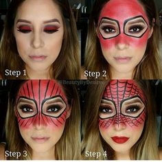 Spider Man Makeup, Gumball Machine Halloween Costume, Spiderman Makeup, Makeup Witch, Modest Halloween Costumes, Carnaval Make-up, Make Up Diy, Makeup Zombie, Makeup For Halloween