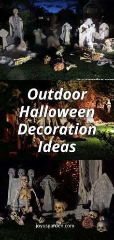 outdoor halloween decoration ideas with skeletons and tombstones