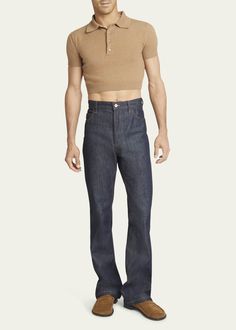 Loewe Men's High-Rise Raw Denim Jeans Loewe Jeans, Raw Denim Jeans, Raw Denim, High Rise Jeans, High Rise, Patch Logo, Top Brands, Denim Jeans, Blue Denim