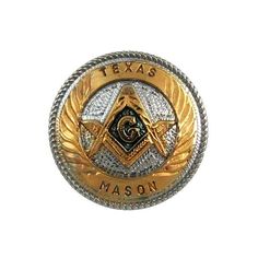 Show your Masonic pride with this Texas State Masonic Order silver and gold metal concho. Whether you're using this concho to fashion unique Masonic men's jewelry or leathercraft or plan to tack it to your belt or hat, show your Freemason brothers that in TX, the lodge is a way of life. This detailed men's Masonic accessory is adorned with a 3D seal that reads "Texas Mason" and contains the sacred letter square and compass. The G symbol pops in gold against a splash of green. Measuring approxima Masonic Order, Masonic Lodge, Gold C, Lodge Decor, Fashion Unique, Texas State, A Way Of Life, Craft Accessories, Men's Jewelry