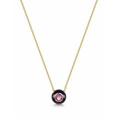 Fervor Montreal Necklace Black Enamel Rose Cut Amethyst Necklace Amethyst Necklace, Black Enamel, Stone Settings, Rose Cut, Gold Vermeil, The Beauty, Round Cut, Natural Stones, 925 Silver