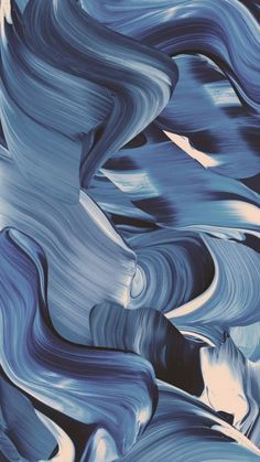 an abstract painting with blue and white colors