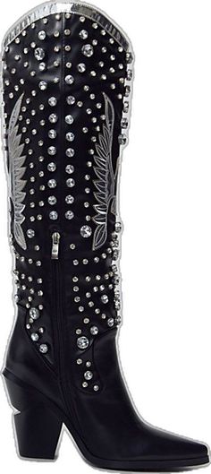 Rhinestone Cowboy, Azalea Wang, Leather High Heels, Cowboy Boot, Black Fits, Cowboy Boots, Knee High, Vegan Leather, Urban Outfitters