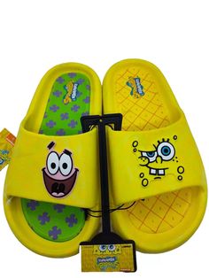 spongebob slippers are on display for kids to wear in the summertime