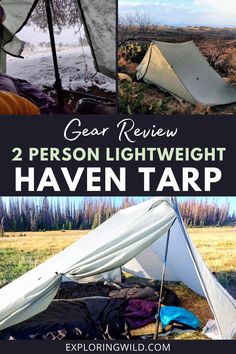 two person light weight haven tarp with text overlay reading gear review 2 person light weight haven tarp